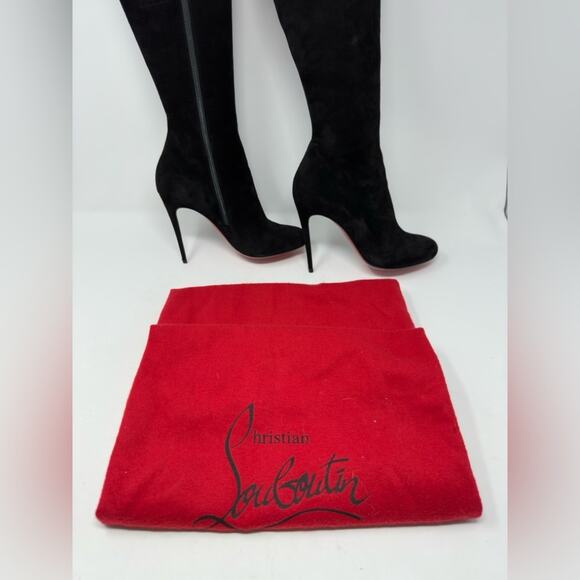 Christian Louboutin Fifa Botta Black Suede Knee High Boots EU 36 - Picture 3 of 10